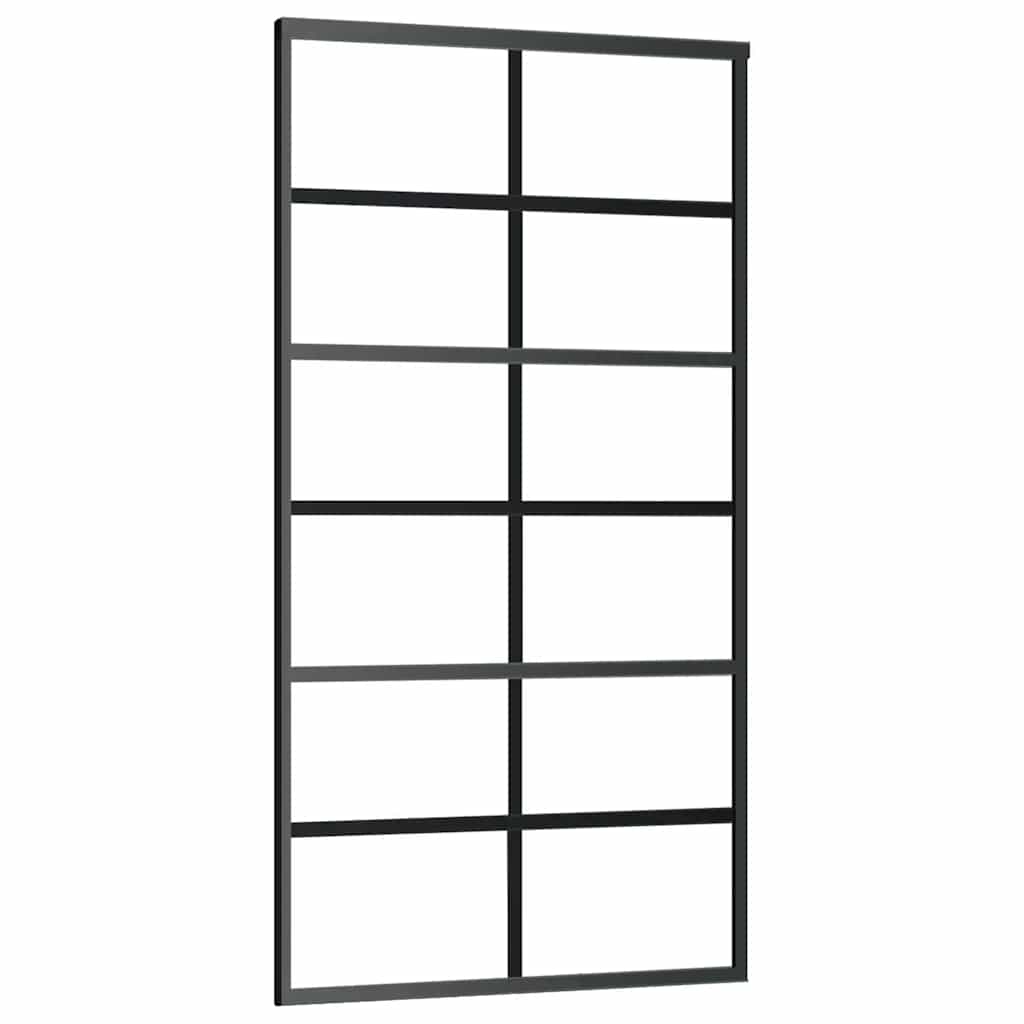 vidaXL Sliding Door with Hardware Set Black 102x205 cm ESG Glass