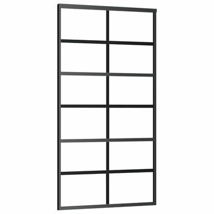 vidaXL Sliding Door with Hardware Set Black 102x205 cm ESG Glass