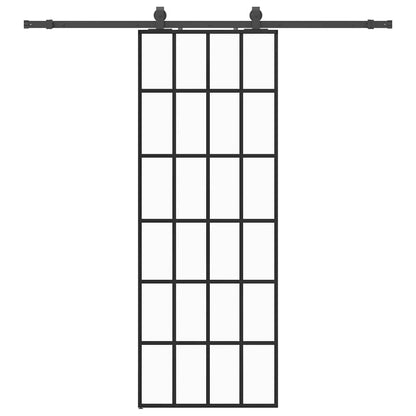 vidaXL Sliding Door with Hardware Set Black 76x205 cm ESG Glass