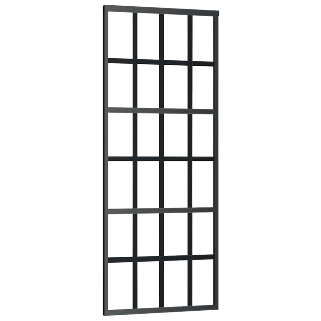 vidaXL Sliding Door with Hardware Set Black 76x205 cm ESG Glass