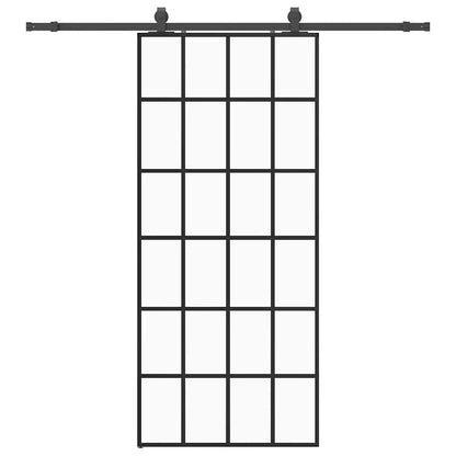 vidaXL Sliding Door with Hardware Set Black 90x205 cm ESG Glass