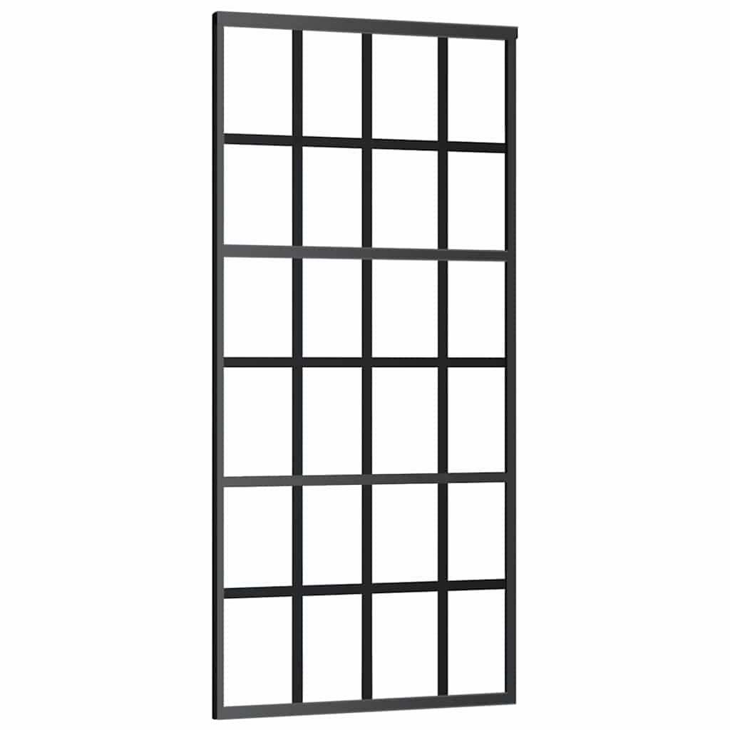 vidaXL Sliding Door with Hardware Set Black 90x205 cm ESG Glass