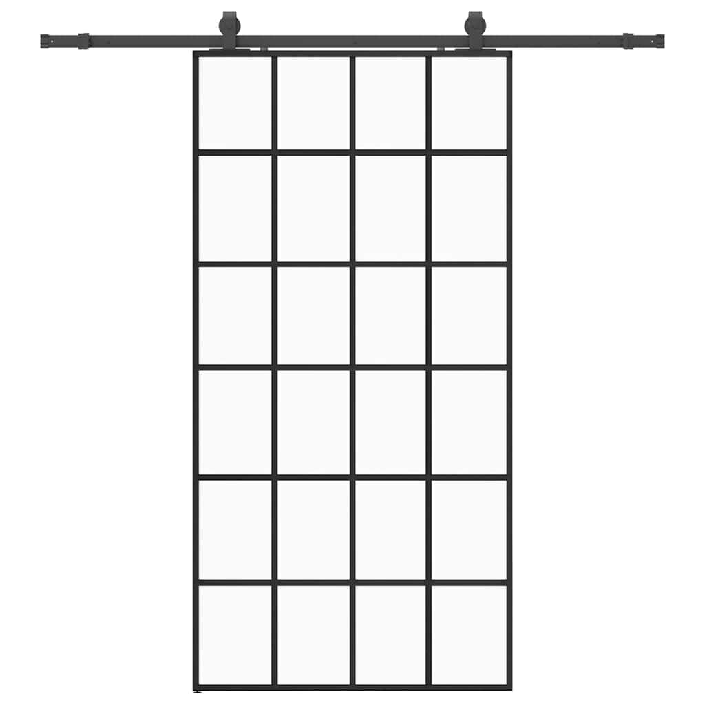vidaXL Sliding Door with Hardware Set Black 102x205 cm ESG Glass