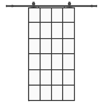 vidaXL Sliding Door with Hardware Set Black 102x205 cm ESG Glass