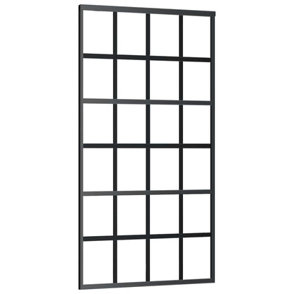 vidaXL Sliding Door with Hardware Set Black 102x205 cm ESG Glass