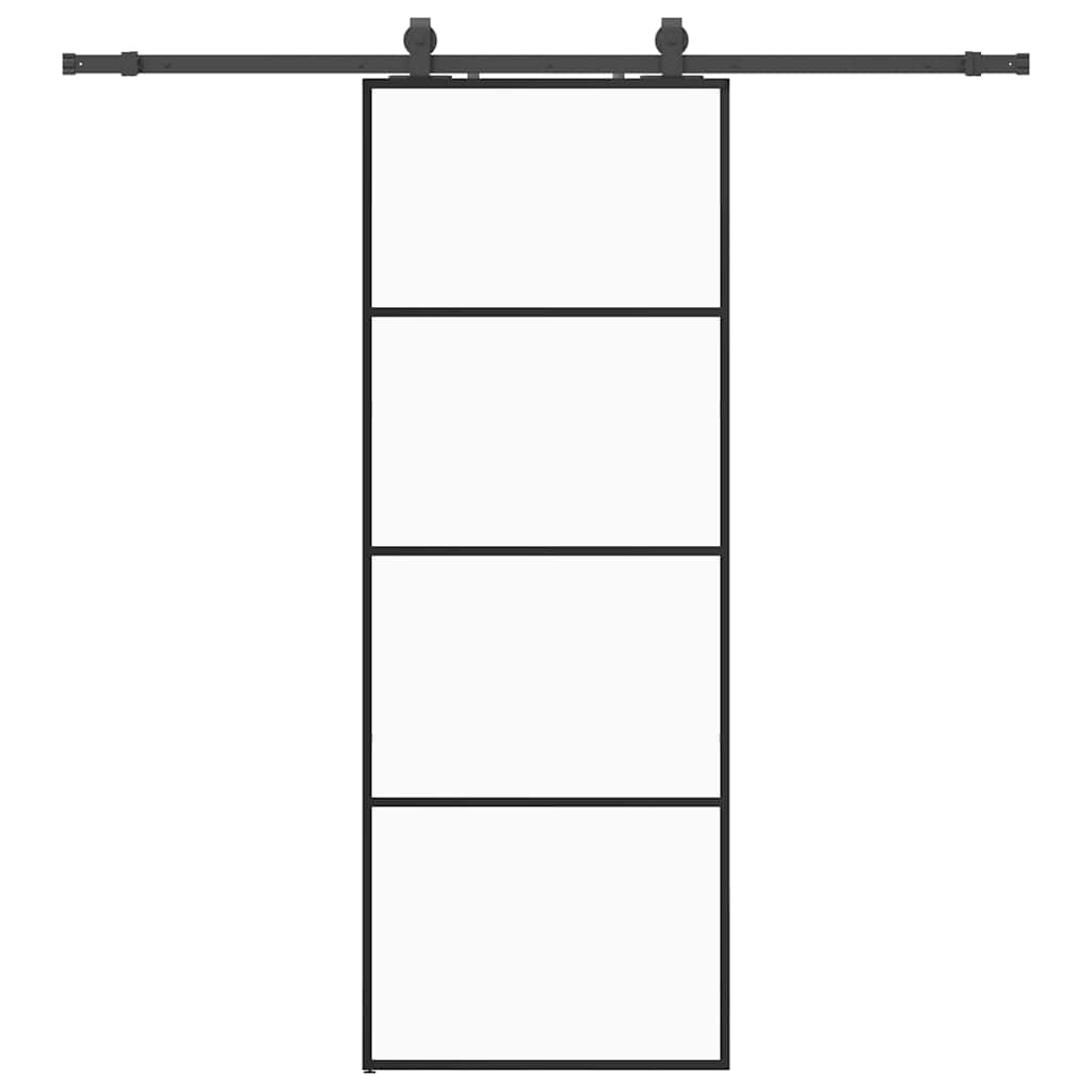 vidaXL Sliding Door with Hardware Set Black 76x205 cm ESG Glass