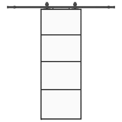 vidaXL Sliding Door with Hardware Set Black 76x205 cm ESG Glass