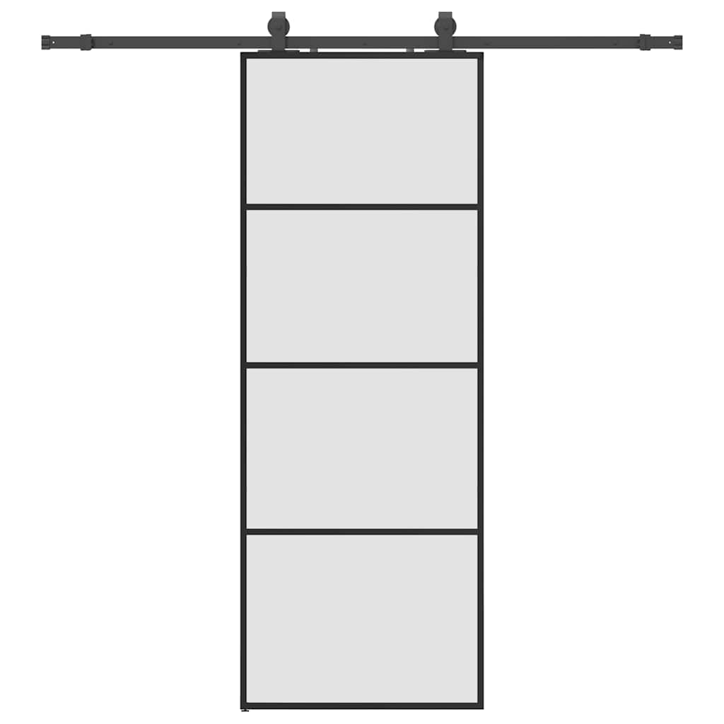 vidaXL Sliding Door with Hardware Set Black 76x205 cm ESG Glass