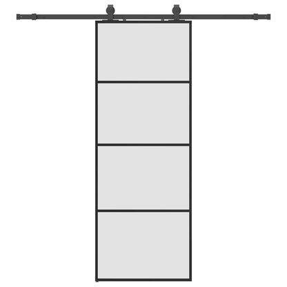 vidaXL Sliding Door with Hardware Set Black 76x205 cm ESG Glass