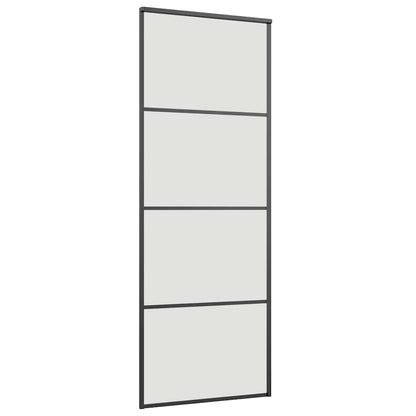 vidaXL Sliding Door with Hardware Set Black 76x205 cm ESG Glass