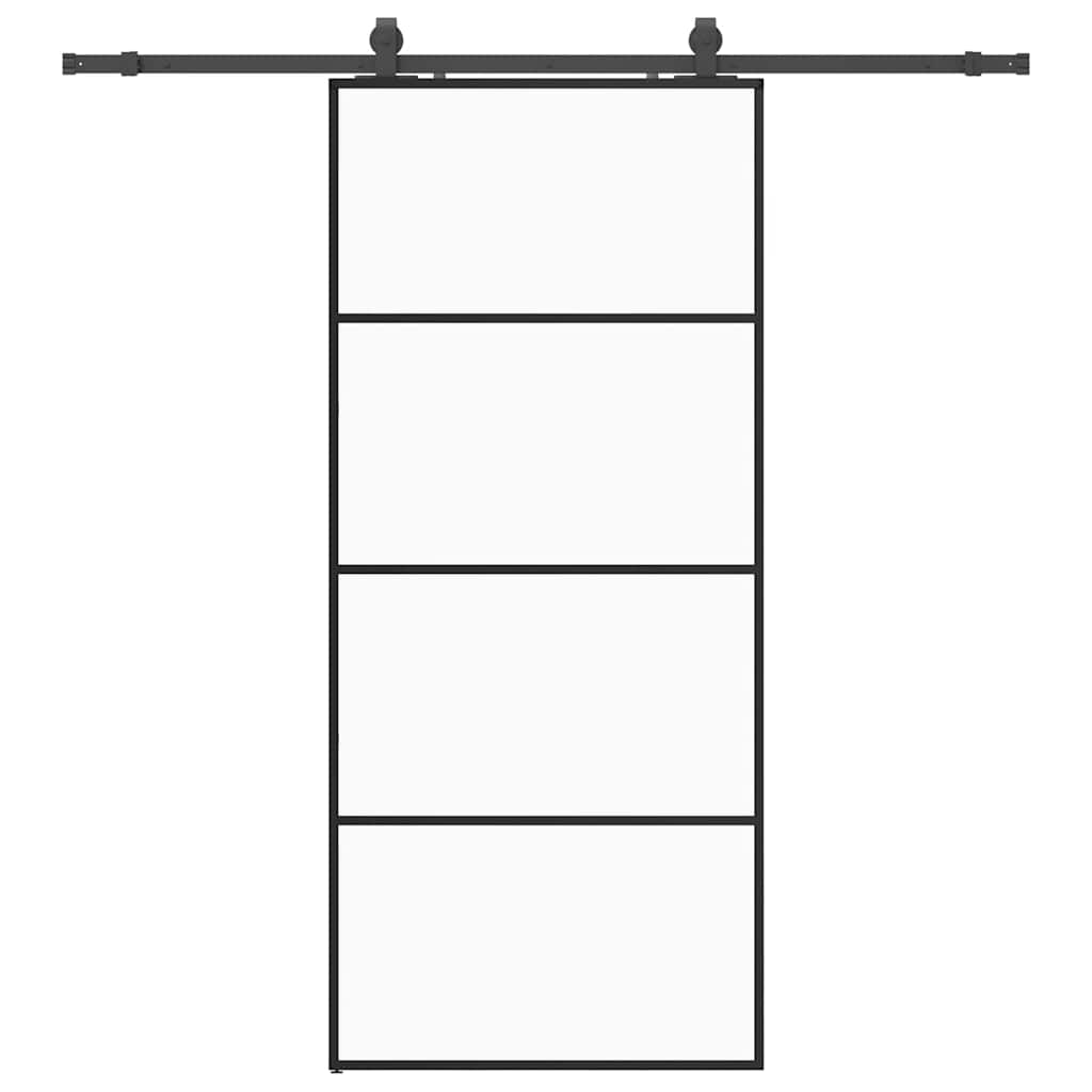 vidaXL Sliding Door with Hardware Set Black 90x205 cm ESG Glass
