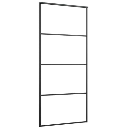 vidaXL Sliding Door with Hardware Set Black 90x205 cm ESG Glass