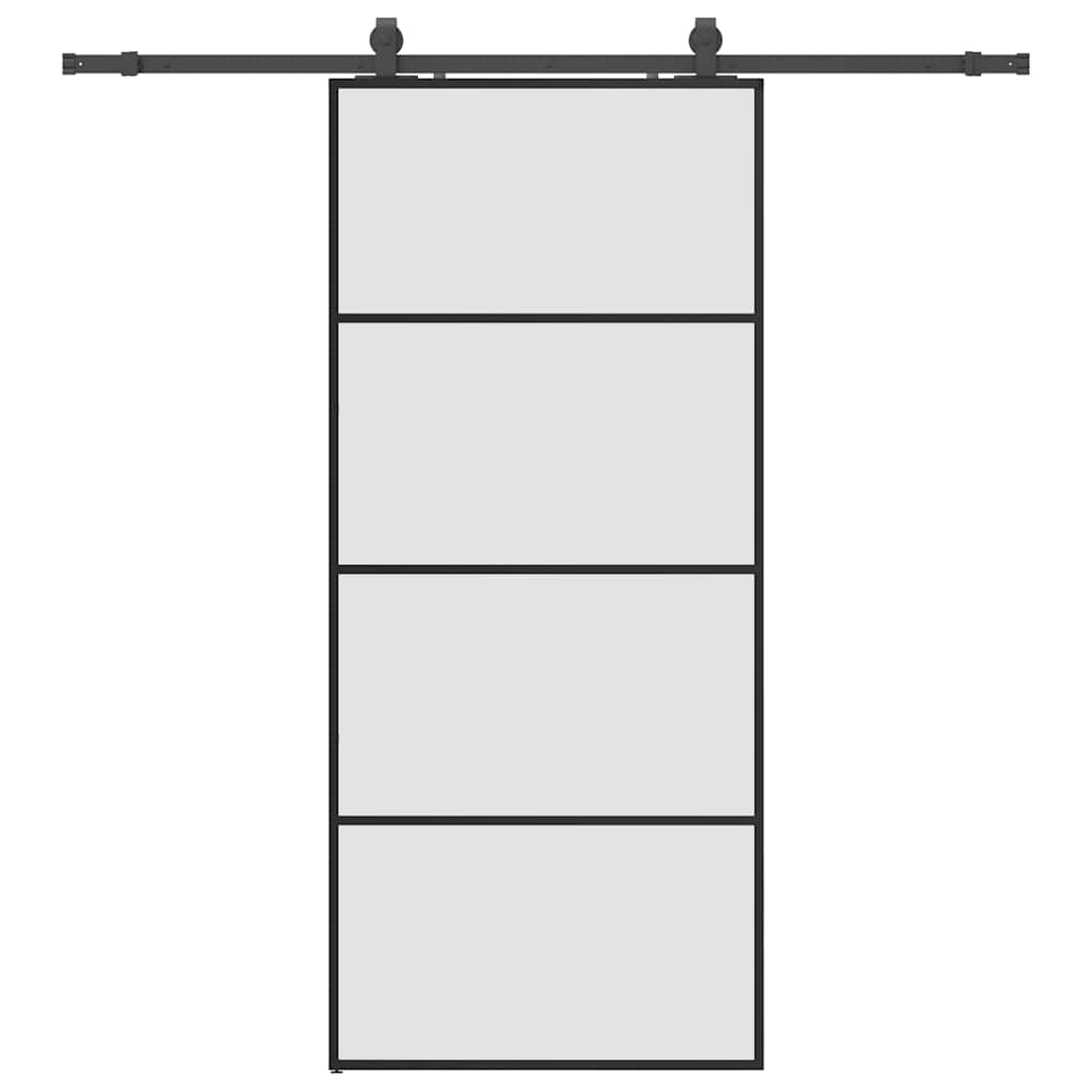 vidaXL Sliding Door with Hardware Set Black 90x205 cm ESG Glass