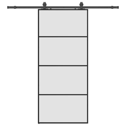 vidaXL Sliding Door with Hardware Set Black 90x205 cm ESG Glass