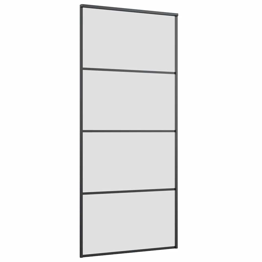 vidaXL Sliding Door with Hardware Set Black 90x205 cm ESG Glass