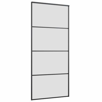 vidaXL Sliding Door with Hardware Set Black 90x205 cm ESG Glass