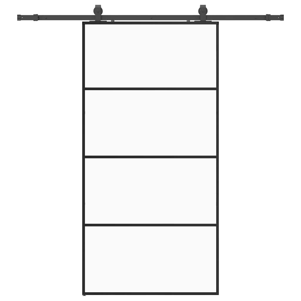 vidaXL Sliding Door with Hardware Set Black 102.5x205 cm ESG Glass