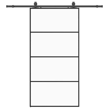 vidaXL Sliding Door with Hardware Set Black 102.5x205 cm ESG Glass
