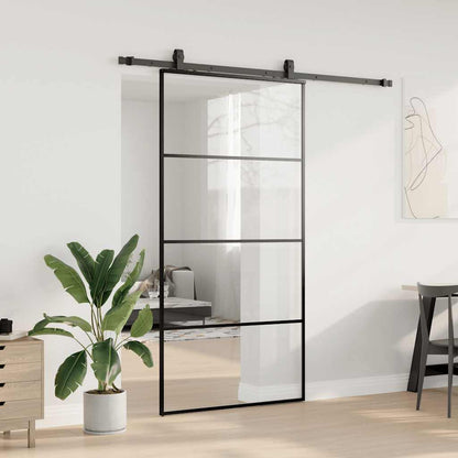 vidaXL Sliding Door with Hardware Set Black 102.5x205 cm ESG Glass