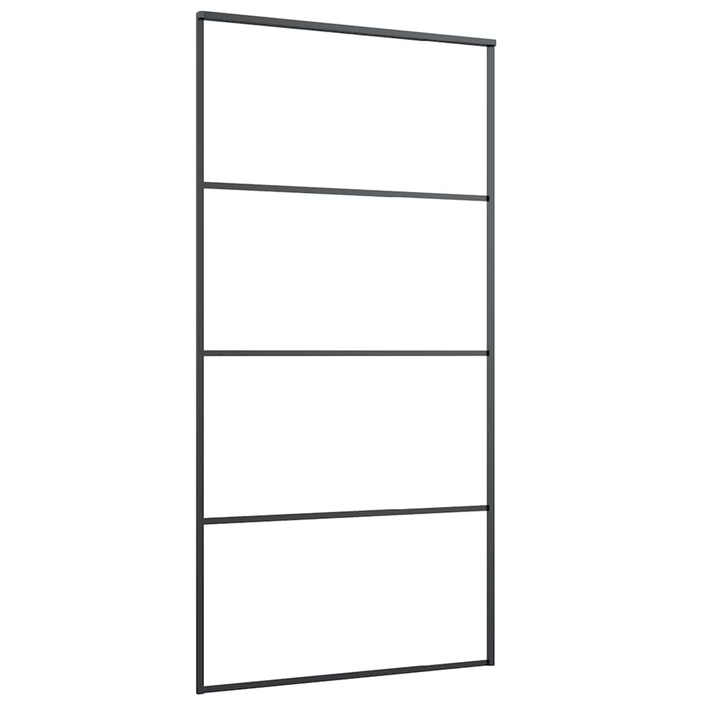 vidaXL Sliding Door with Hardware Set Black 102.5x205 cm ESG Glass