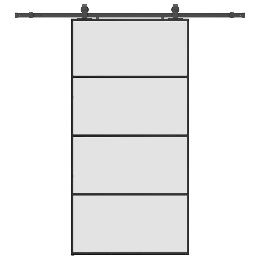 vidaXL Sliding Door with Hardware Set Black 102.5x205 cm ESG Glass