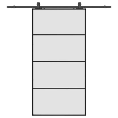 vidaXL Sliding Door with Hardware Set Black 102.5x205 cm ESG Glass