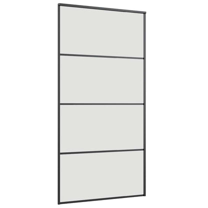 vidaXL Sliding Door with Hardware Set Black 102.5x205 cm ESG Glass