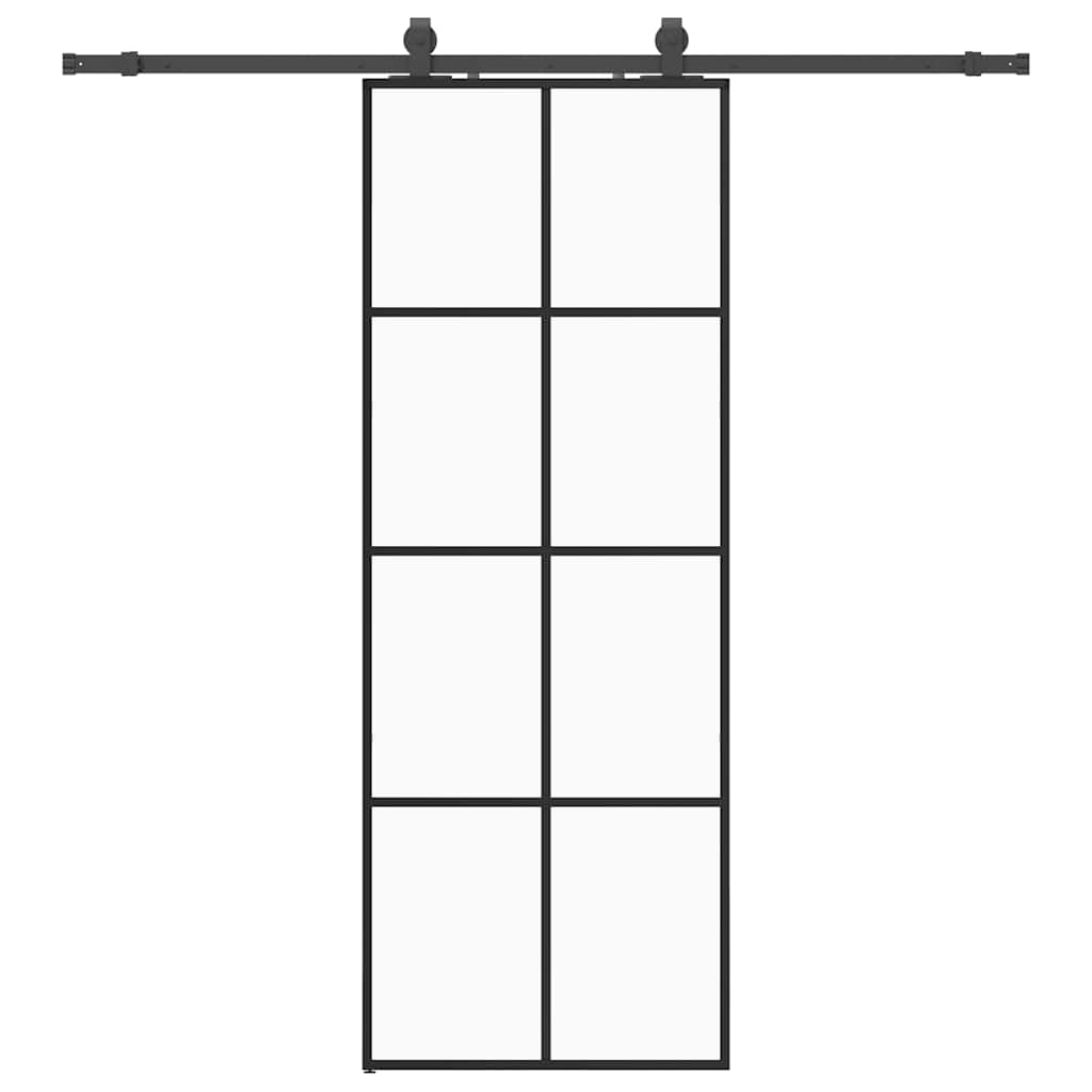 vidaXL Sliding Door with Hardware Set Black 76x205 cm ESG Glass