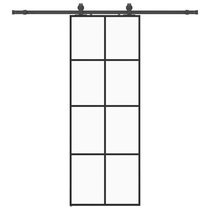 vidaXL Sliding Door with Hardware Set Black 76x205 cm ESG Glass