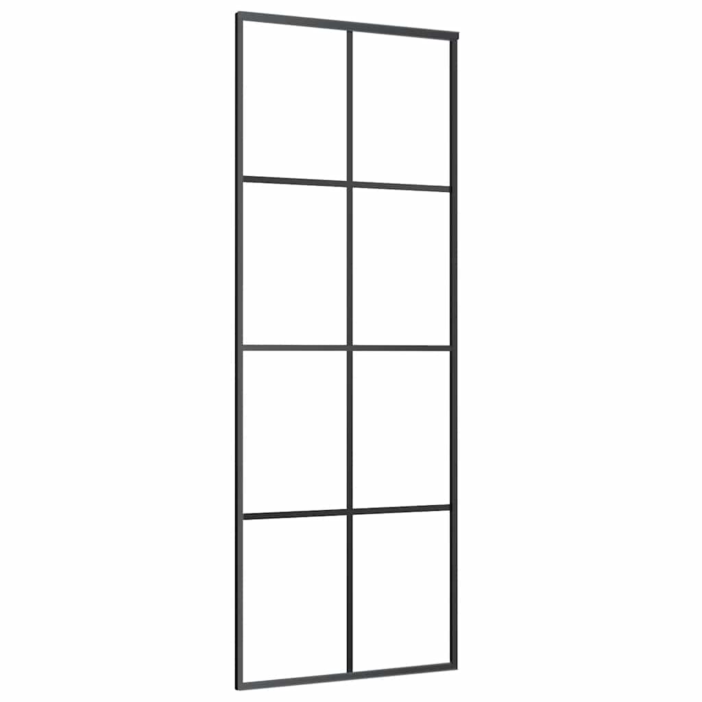 vidaXL Sliding Door with Hardware Set Black 76x205 cm ESG Glass