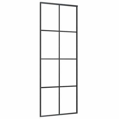 vidaXL Sliding Door with Hardware Set Black 76x205 cm ESG Glass