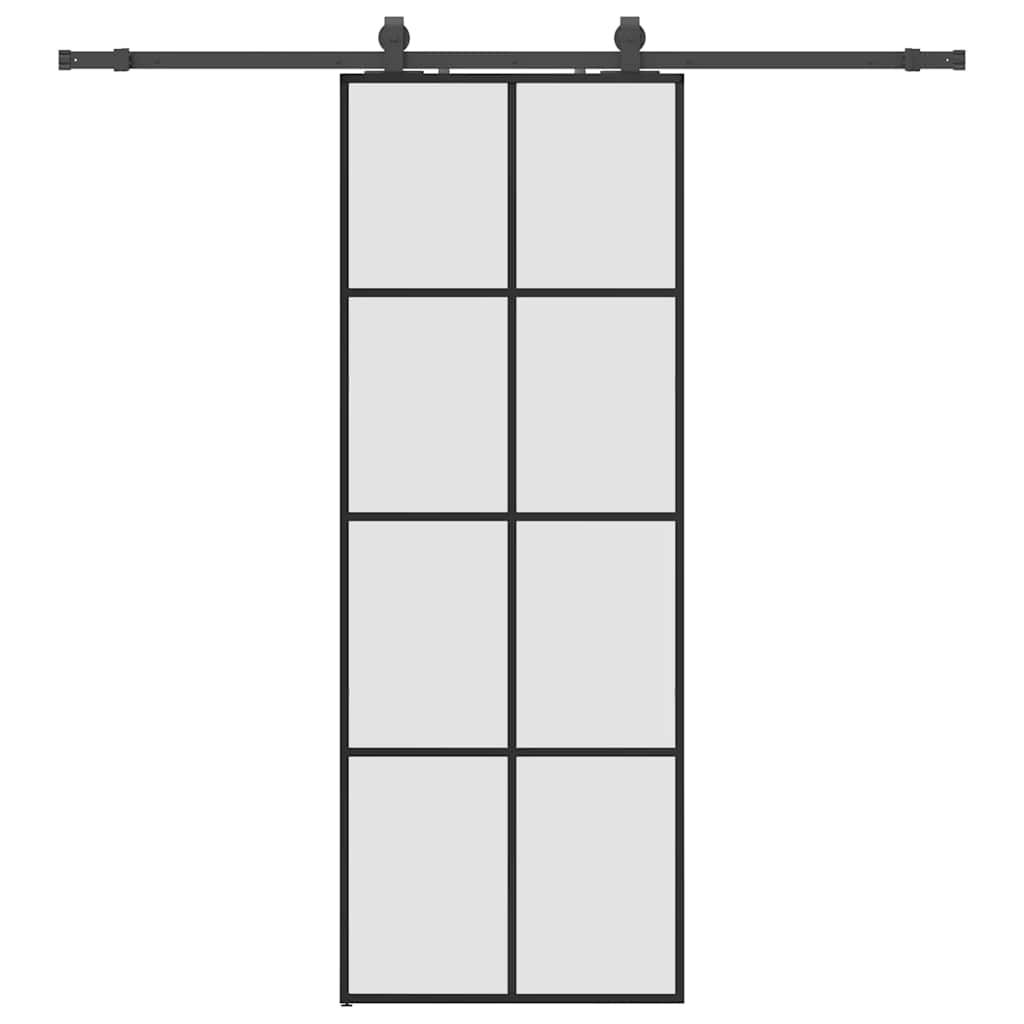 vidaXL Sliding Door with Hardware Set Black 76x205 cm ESG Glass