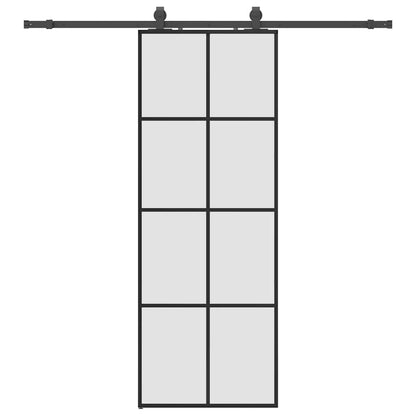vidaXL Sliding Door with Hardware Set Black 76x205 cm ESG Glass