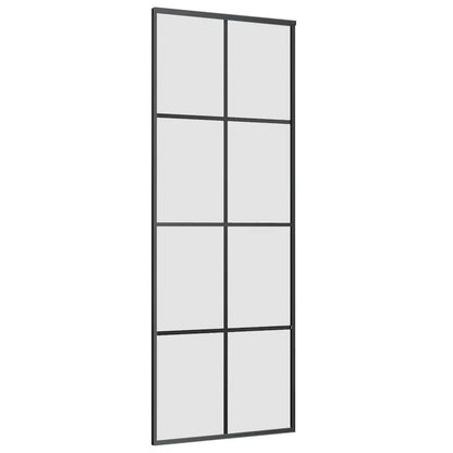 vidaXL Sliding Door with Hardware Set Black 76x205 cm ESG Glass