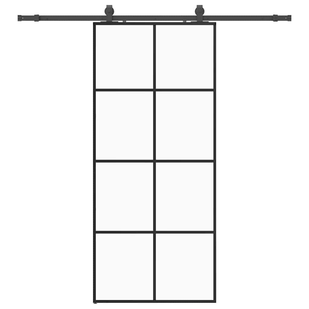 vidaXL Sliding Door with Hardware Set Black 90x205 cm ESG Glass