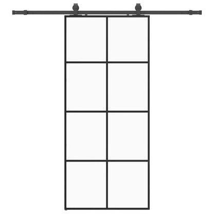 vidaXL Sliding Door with Hardware Set Black 90x205 cm ESG Glass