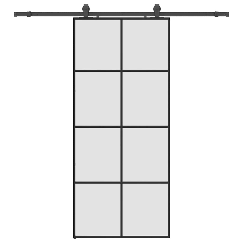 vidaXL Sliding Door with Hardware Set Black 90x205 cm ESG Glass