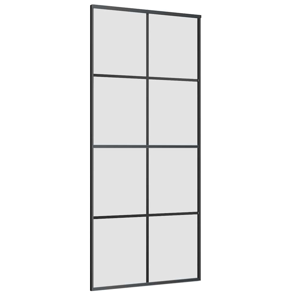 vidaXL Sliding Door with Hardware Set Black 90x205 cm ESG Glass