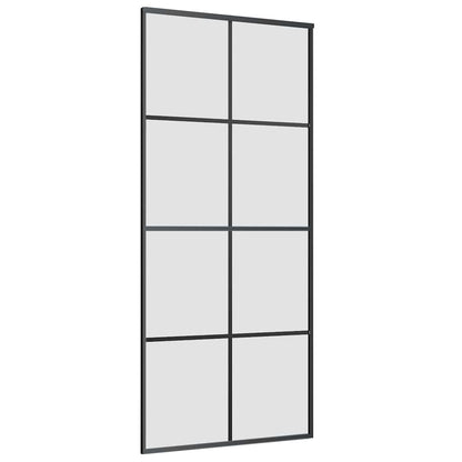 vidaXL Sliding Door with Hardware Set Black 90x205 cm ESG Glass