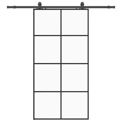 vidaXL Sliding Door with Hardware Set Black 102.5x205 cm ESG Glass