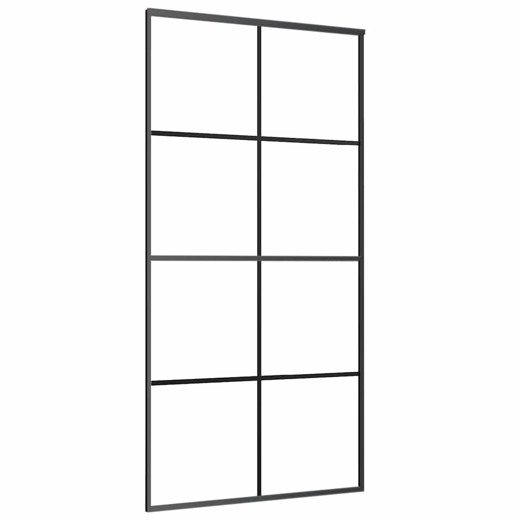 vidaXL Sliding Door with Hardware Set Black 102.5x205 cm ESG Glass