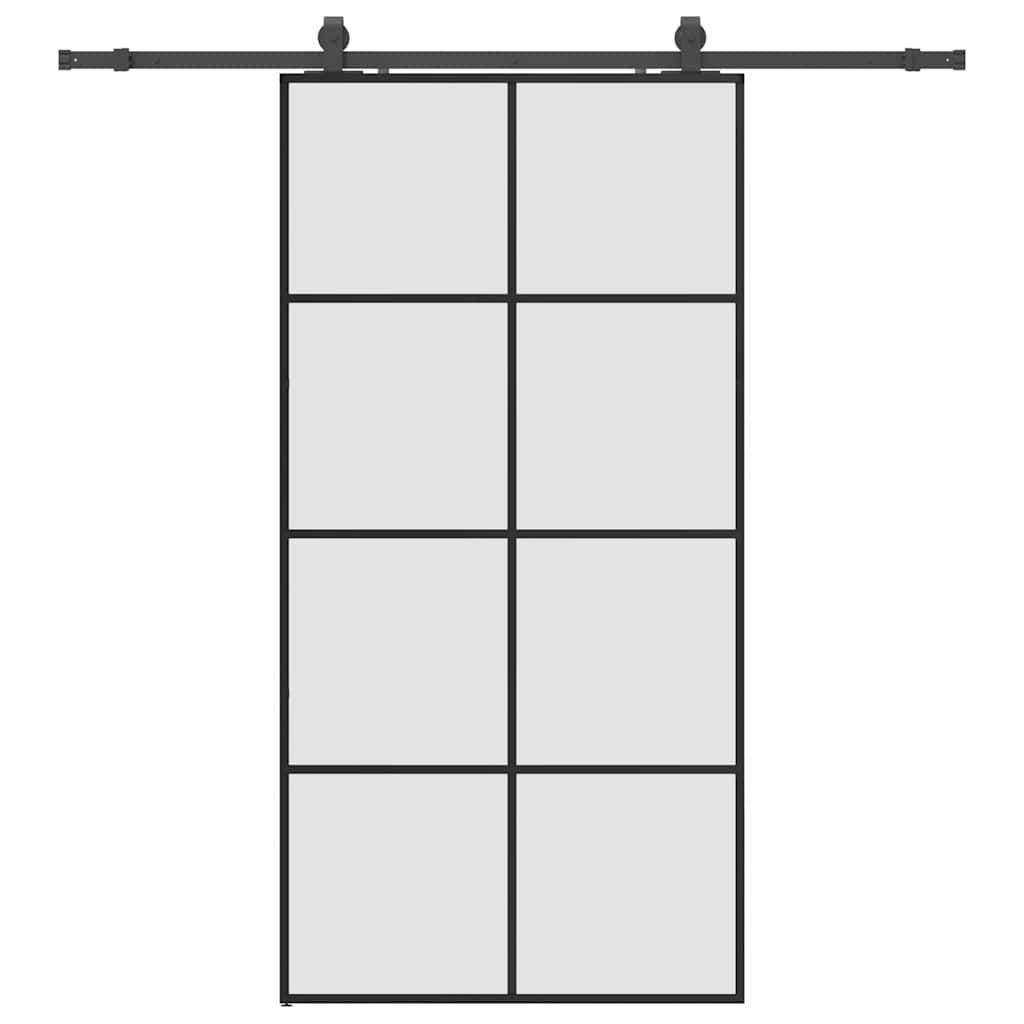 vidaXL Sliding Door with Hardware Set Black 102.5x205 cm ESG Glass