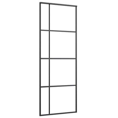 vidaXL Sliding Door with Hardware Set Black 76x205 cm ESG Glass
