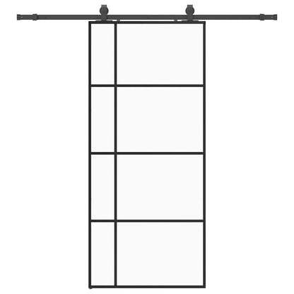 vidaXL Sliding Door with Hardware Set Black 90x205 cm ESG Glass