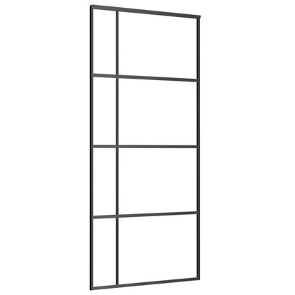vidaXL Sliding Door with Hardware Set Black 90x205 cm ESG Glass
