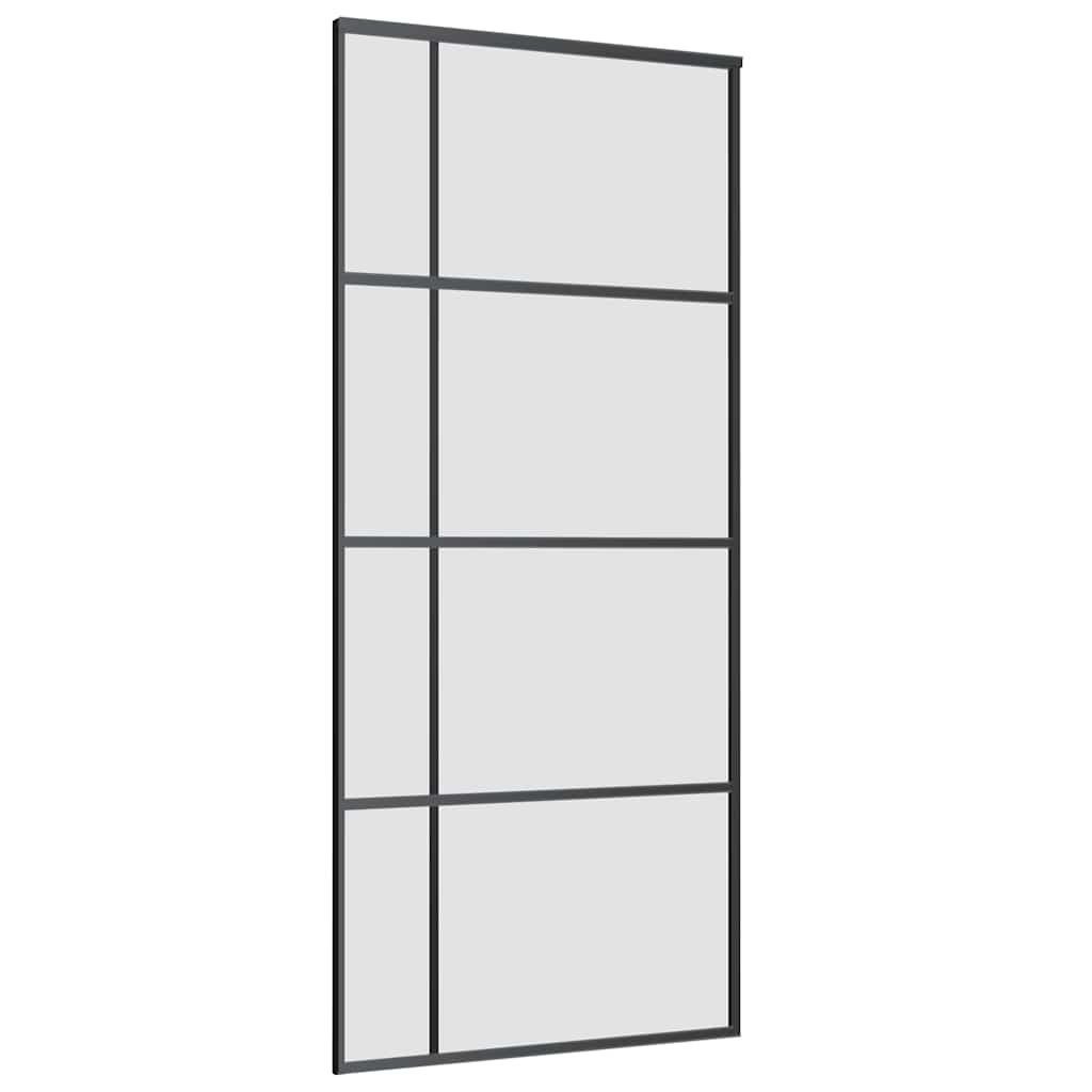 vidaXL Sliding Door with Hardware Set Black 90x205 cm ESG Glass
