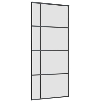 vidaXL Sliding Door with Hardware Set Black 90x205 cm ESG Glass