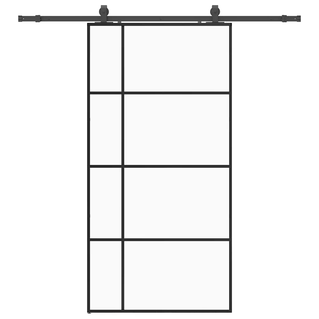 vidaXL Sliding Door with Hardware Set Black 102.5x205 cm ESG Glass