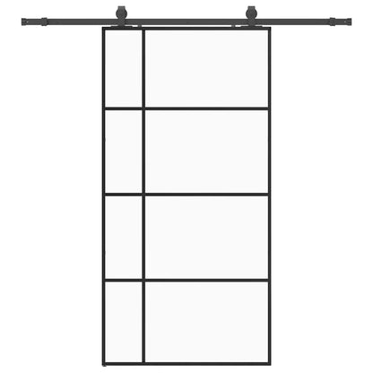 vidaXL Sliding Door with Hardware Set Black 102.5x205 cm ESG Glass