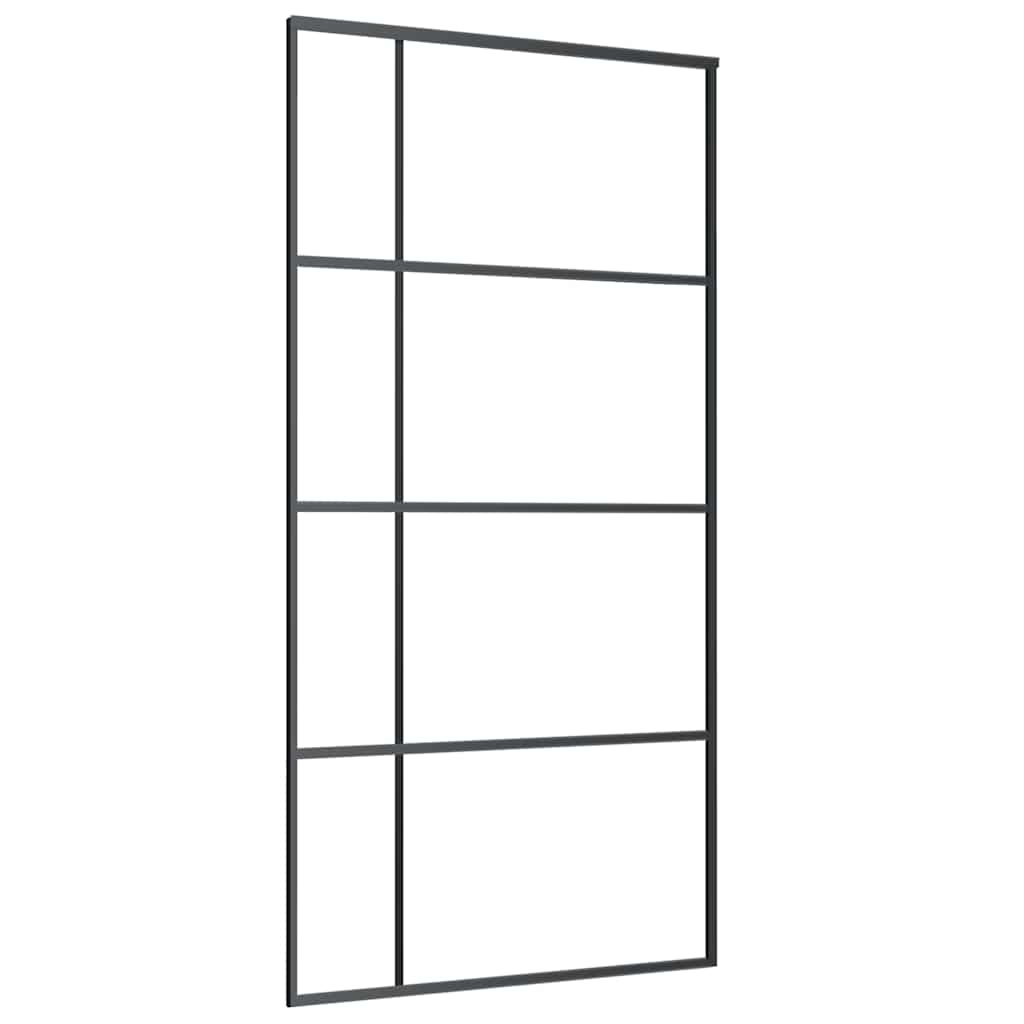 vidaXL Sliding Door with Hardware Set Black 102.5x205 cm ESG Glass